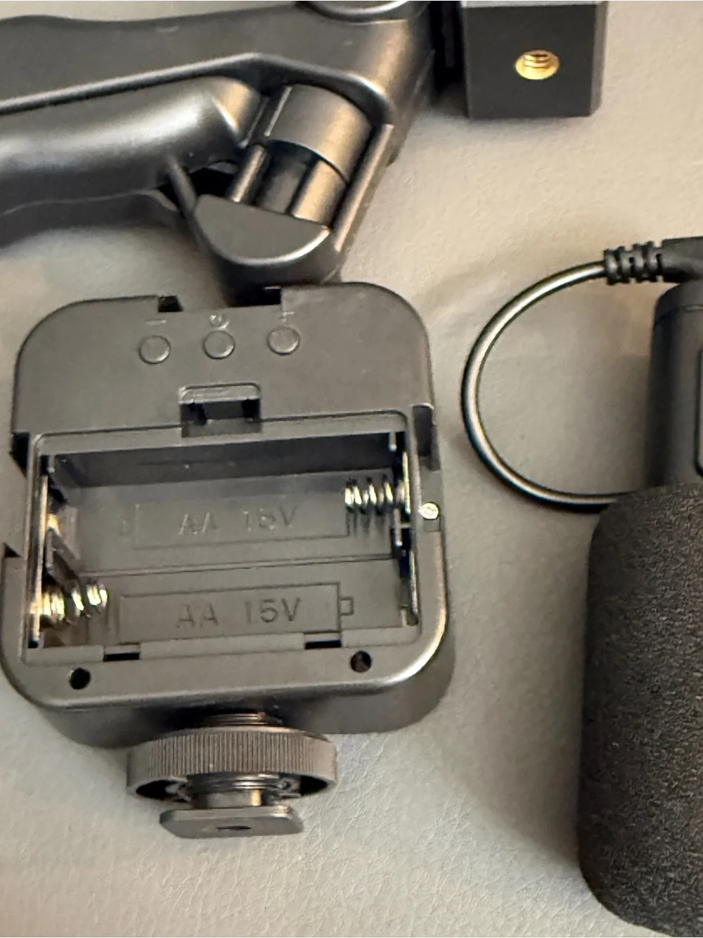 Portable Black Lavalier Microphone Kit with LED Fill Light and Mini Tripod